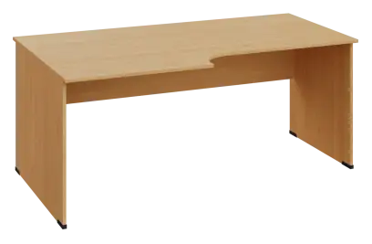 ERL 18 - 188 stůl kancelářský, rohový, levý, dřevěná podnož, deska 18 mm, široký 1800 mm, javor horský